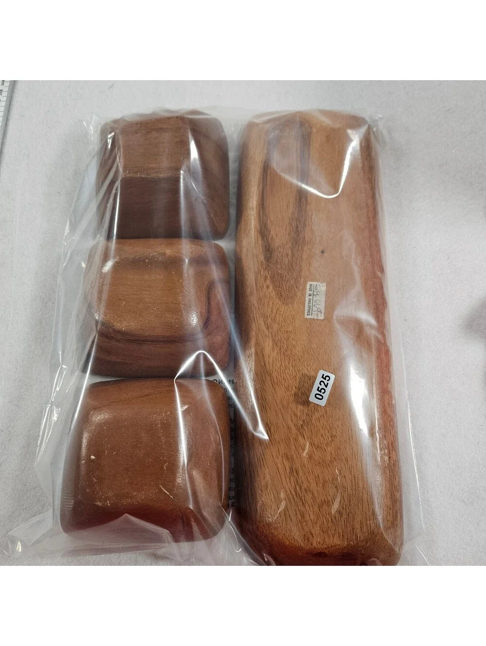 Vintage Wood Serving Tray Set 3 Bowls Philippines Mahogany Condiment Snack